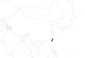 現在の台湾の場所を緑色で色分け